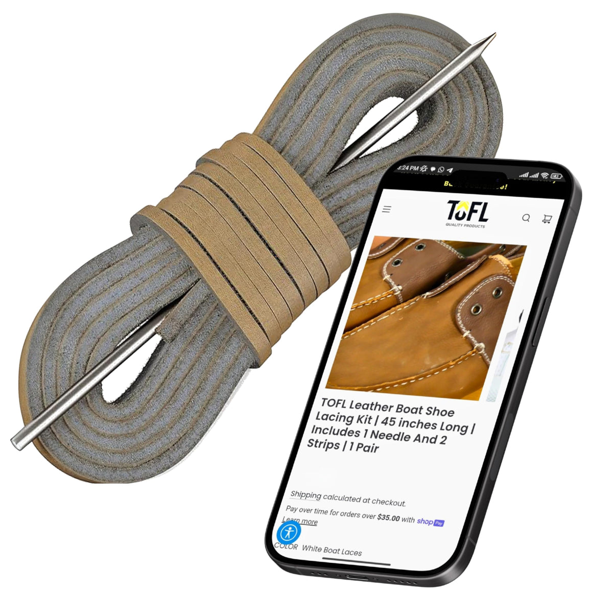 Beige / Blue / Gray boat shoe lacing kit