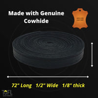 TOFL Black Leather Strap With Matching Stitching 72" Long 1/2" Wide ⅛" Thick