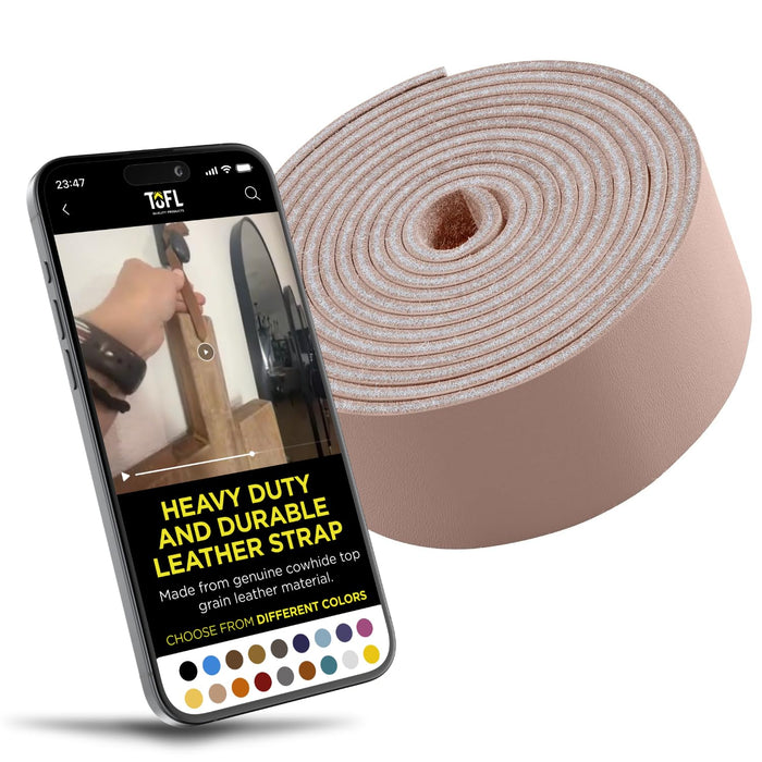 TOFL 3/4 Inch Beige Leather Strap MAIN