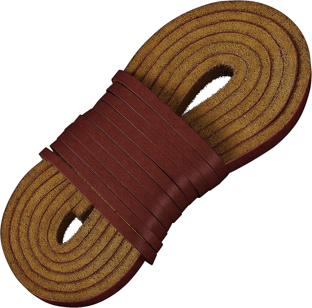 TOFL Leather Boot Laces 72 Inches Long 1 8 inch Thick 2 Leather Strips 1 Pair Medium Brown Laces