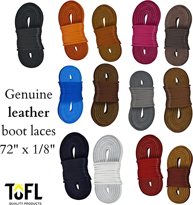 TOFL Leather Boot Laces, 72 Inches Long, 1/8 Inch Thick