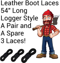 TOFL Logger Style 3 Leather Boot Laces | 54 inches long | 3 Strips | 1 Pair & 1 Spare