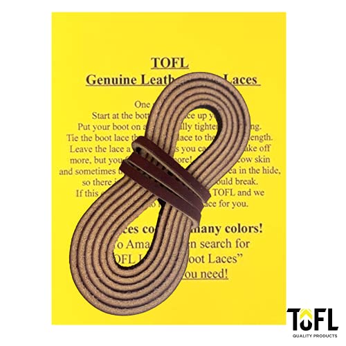 TOFL Leather Boot Laces, 1/8 Inch Thick 72 Inches Long, 2 Leather  Strips [1 Pair]