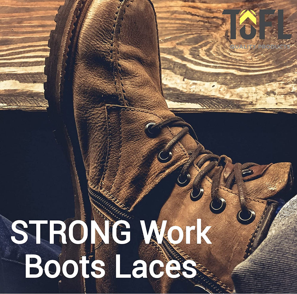 TOFL Logger Style Leather Boot Laces | 108 Inches Long | Comes in 1 or 3 Pairs Brown Laces / 3 Pairs